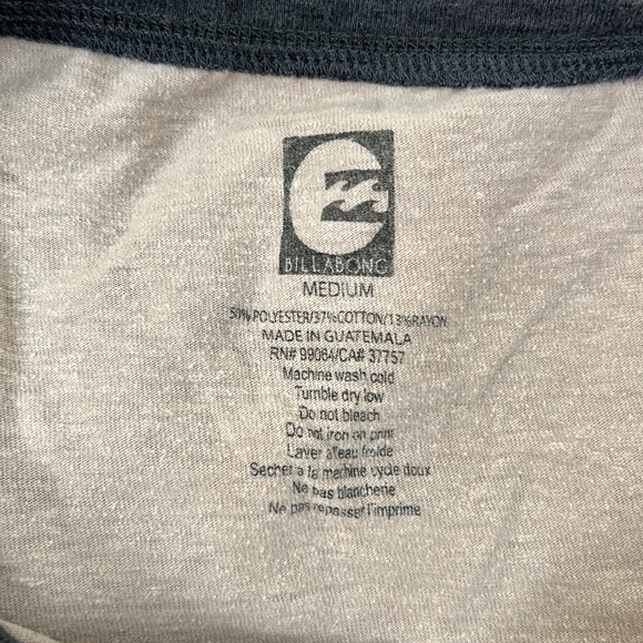 Billabong American Flag Baseball T-Shirt Size Medium - Picture 8 of 9